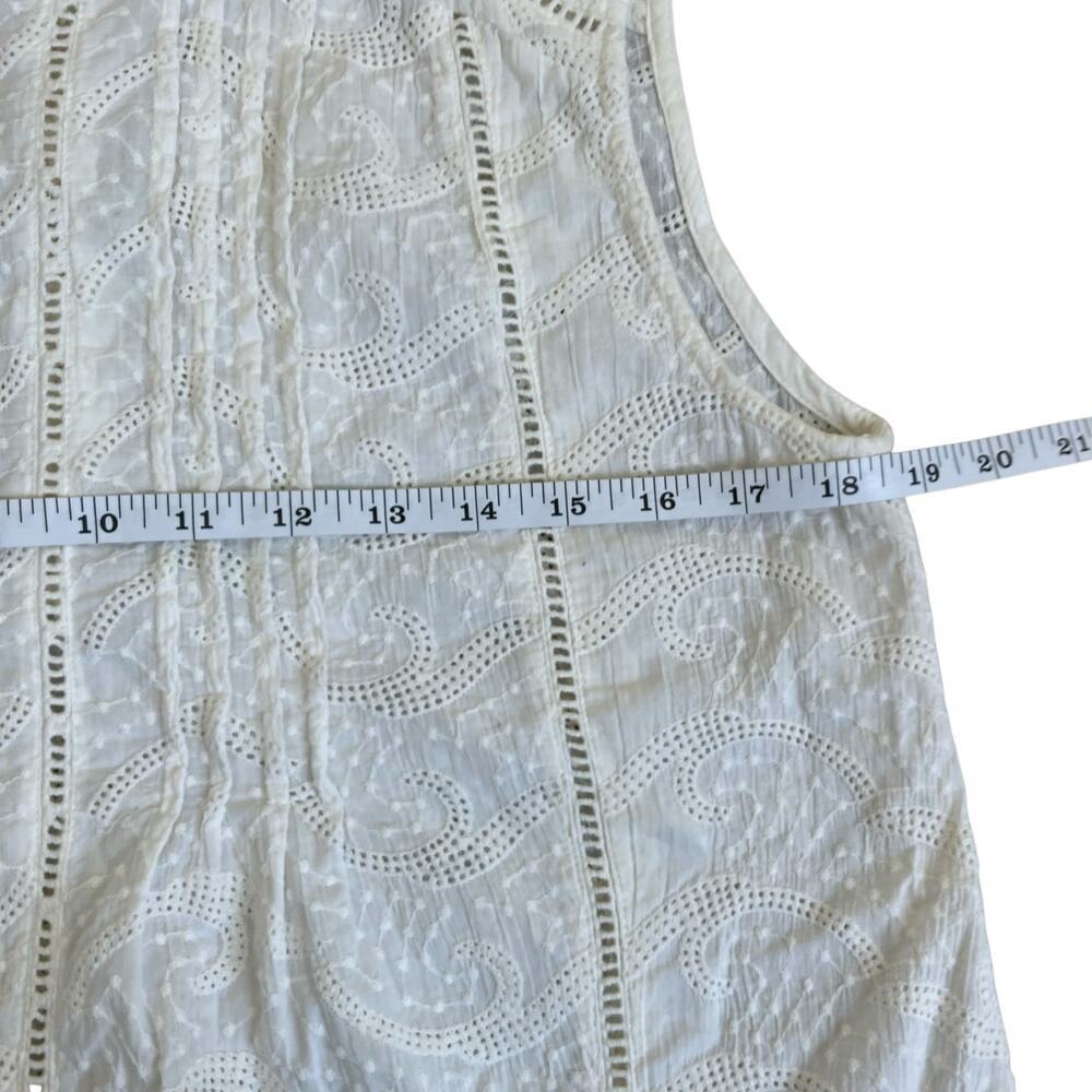 Sundance Sz S Ivory Sleeveless Blouse Crochet Eyelet Ruffled Trims Cotton - Picture 15 of 16